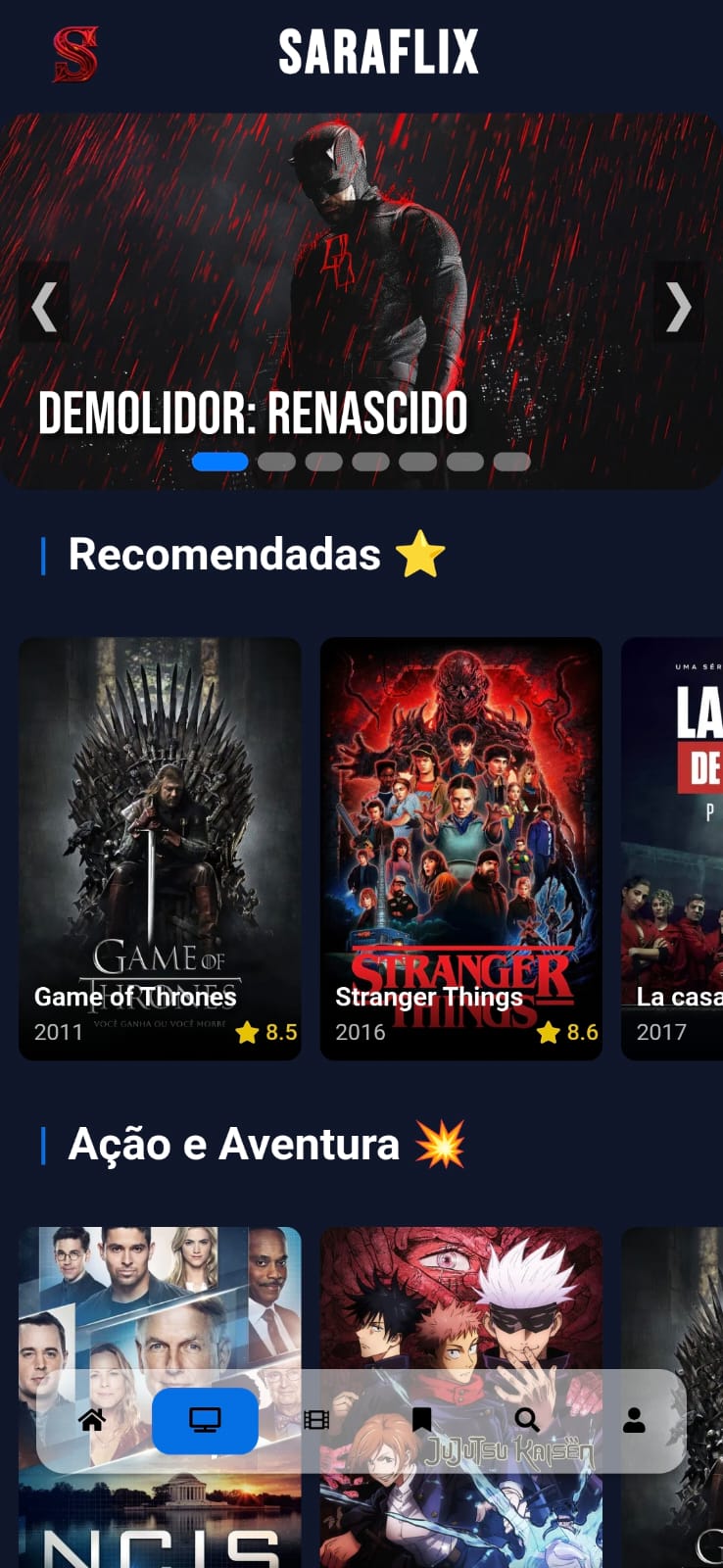 Interface do Saraflix